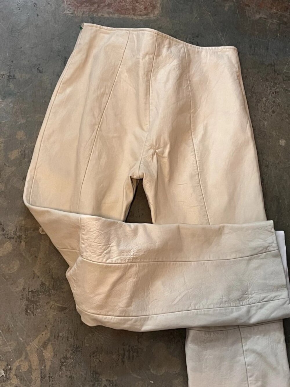 VTG Cache White Leather Pants Sz 6 28 Y2K High Waist Skinny Straight Leg Ankle